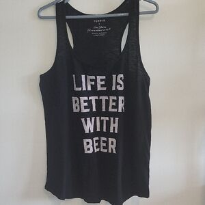 Torrid 0x Black Graphic Tank Top Beer  -- 050